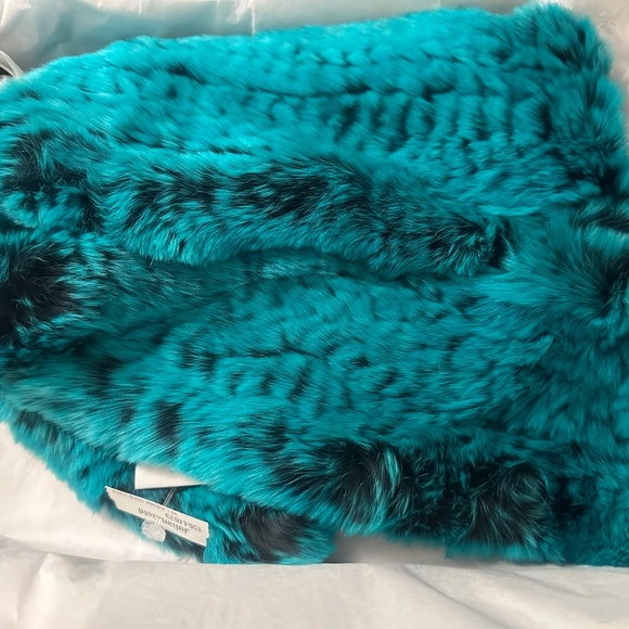 NEW/w tags Julian Gold Women's Scarf in deep Aqua & black accents 35" X 4.5" - Picture 4 of 8